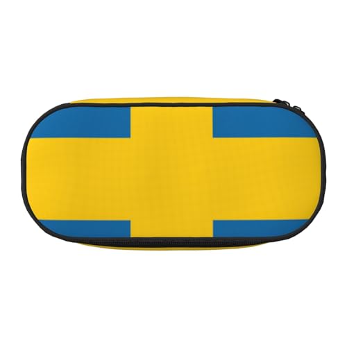 CADREWY Federmäppchen mit schwedischer Flagge, mit Reißverschluss, für den täglichen Gebrauch, bietet Platz für alle wichtigen Schreibwaren von CADREWY