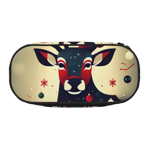 CADREWY Federmäppchen mit weihnachtlichem Hirschmotiv, mit Reißverschluss, für den täglichen Gebrauch, bietet Platz für alle wichtigen Schreibwaren von CADREWY