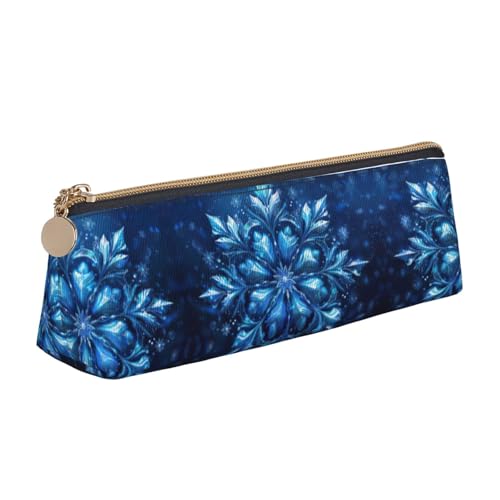 CADREWY Federmäppchen mit weihnachtlichem Schneeflocken-Druck, großes Fassungsvermögen, 21,6 x 5,6 x 6,1 cm, dreieckiger Stifthalter mit Reißverschluss von CADREWY