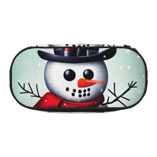 CADREWY Federmäppchen mit weihnachtlichem Schneemann-Druck, Stifteetui, Reißverschluss, für den täglichen Gebrauch, bietet Platz für alle wichtigen Schreibwaren von CADREWY
