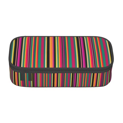 CADREWY Geräumiges Federmäppchen in Regenbogenfarben, gestreift, 21,6 x 5,1 x 9,4 cm, funktionale Aufbewahrung für Büro und Make-up von CADREWY