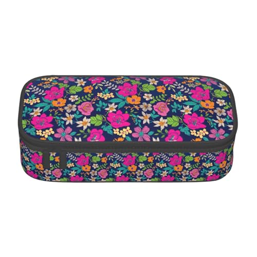 CADREWY Geräumiges Federmäppchen mit Blumendruck, 21,6 x 5,1 x 9,4 cm, funktionale Aufbewahrung für Büro und Make-up von CADREWY