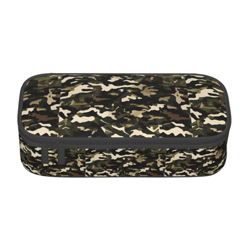 CADREWY Geräumiges Federmäppchen mit Camouflage-Muster, 21,6 x 5,1 x 9,4 cm, funktionale Aufbewahrung für Büro und Make-up von CADREWY