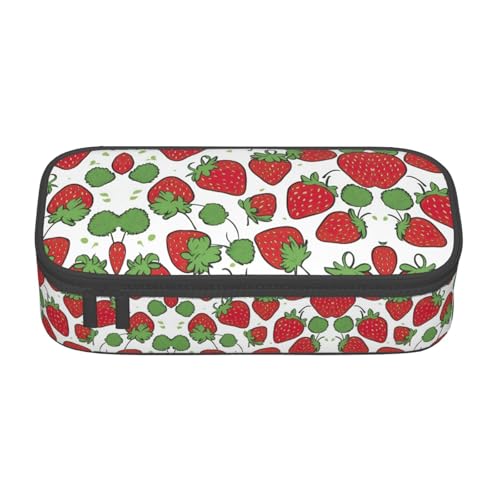 CADREWY Geräumiges Federmäppchen mit Erdbeermuster, 21,6 x 5,1 x 9,4 cm, funktionale Aufbewahrung für Büro und Make-up von CADREWY