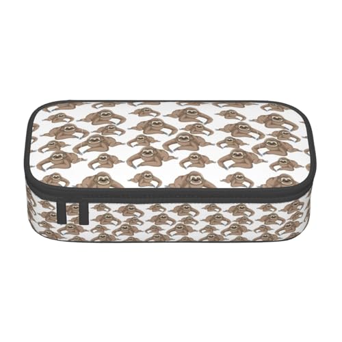 CADREWY Geräumiges Federmäppchen mit Faultier-Hintergrund, 21,6 x 5,1 x 9,4 cm, funktionale Aufbewahrung für Büro und Make-up von CADREWY