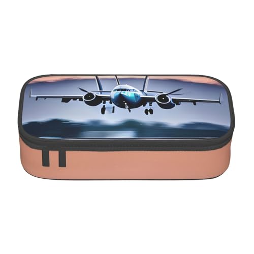 CADREWY Geräumiges Federmäppchen mit Fliegenflugzeug-Druck, 21,6 x 5,1 x 9,4 cm, funktionale Aufbewahrung für Büro und Make-up von CADREWY