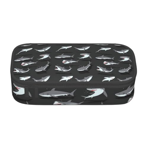 CADREWY Geräumiges Federmäppchen mit Hai-Druck, 21,6 x 5,1 x 9,4 cm, funktionale Aufbewahrung für Büro und Make-up von CADREWY