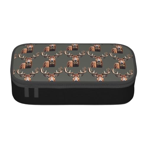 CADREWY Geräumiges Federmäppchen mit Hirsch-Motiv, 21,6 x 5,1 x 9,4 cm, funktionale Aufbewahrung für Büro und Make-up von CADREWY