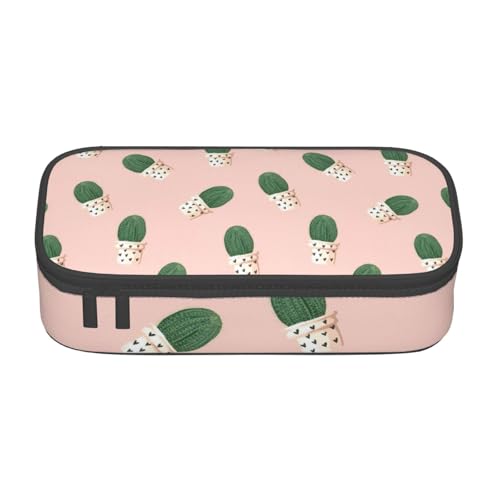 CADREWY Geräumiges Federmäppchen mit Kaktus-Druck, 21,6 x 5,1 x 9,4 cm, funktionale Aufbewahrung für Büro und Make-up von CADREWY