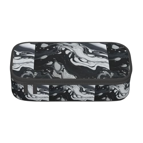 CADREWY Geräumiges Federmäppchen mit Marmor-Druck, 21,6 x 5,1 x 9,4 cm, funktionale Aufbewahrung für Büro und Make-up von CADREWY