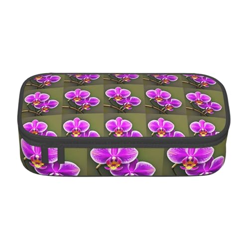 CADREWY Geräumiges Federmäppchen mit Orchideen-Blumendruck, 21,6 x 5,1 x 9,4 cm, funktionale Aufbewahrung für Büro und Make-up von CADREWY
