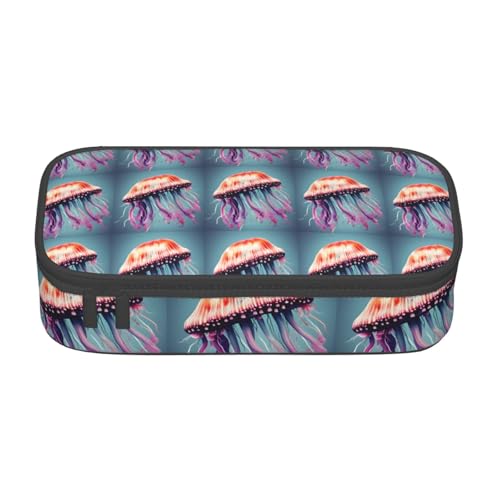 CADREWY Geräumiges Federmäppchen mit Quallen-Druck, 21,6 x 5,1 x 9,4 cm, funktionale Aufbewahrung für Büro und Make-up von CADREWY