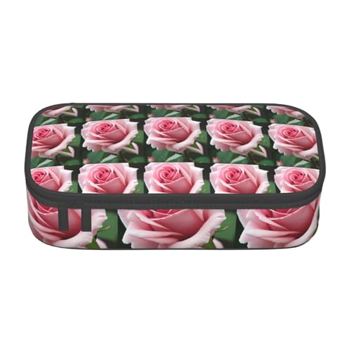 CADREWY Geräumiges Federmäppchen mit Rosenblüten-Aufdruck, 21,6 x 5,1 x 9,4 cm, funktionale Aufbewahrung für Büro und Make-up von CADREWY