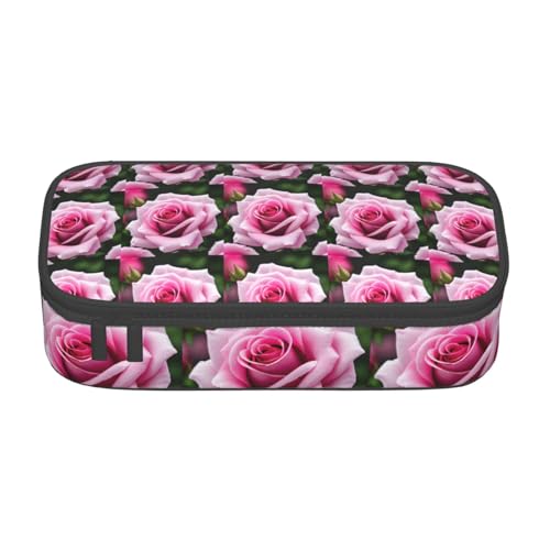 CADREWY Geräumiges Federmäppchen mit Rosenblüten-Aufdruck, 21,6 x 5,1 x 9,4 cm, funktionale Aufbewahrung für Büro und Make-up von CADREWY