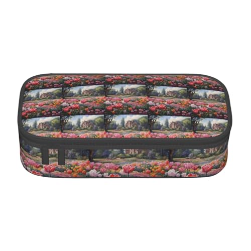 CADREWY Geräumiges Federmäppchen mit Tulpenmotiv, 21,6 x 5,1 x 9,4 cm, funktionale Aufbewahrung für Büro und Make-up von CADREWY