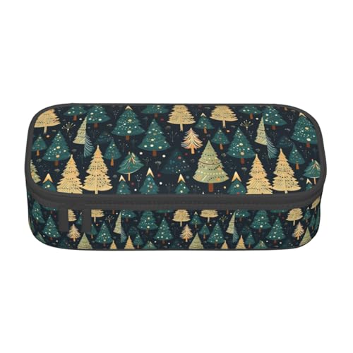 CADREWY Geräumiges Federmäppchen mit Weihnachtsbaum-Aufdruck, 21,6 x 5,1 x 9,4 cm, funktionale Aufbewahrung für Büro und Make-up von CADREWY
