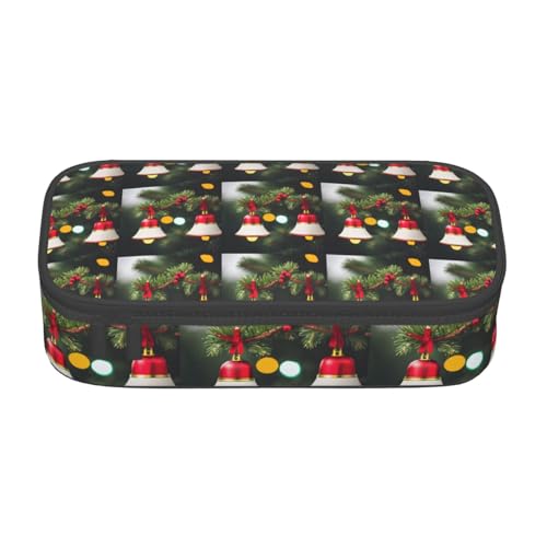 CADREWY Geräumiges Federmäppchen mit Weihnachtsbaum und Glocke, 21,6 x 5,1 x 9,4 cm, funktionale Aufbewahrung für Büro und Make-up von CADREWY