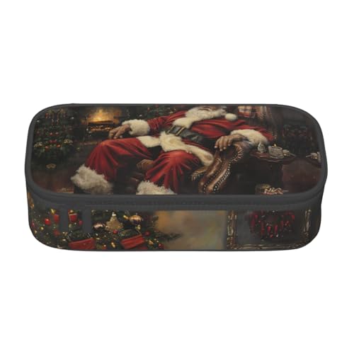 CADREWY Geräumiges Federmäppchen mit Weihnachtsdruck, 21,6 x 5,1 x 9,4 cm, funktionale Aufbewahrung für Büro und Make-up von CADREWY