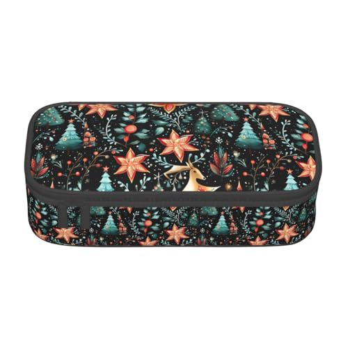CADREWY Geräumiges Federmäppchen mit Weihnachtsdruck, 21,6 x 5,1 x 9,4 cm, funktionale Aufbewahrung für Büro und Make-up von CADREWY