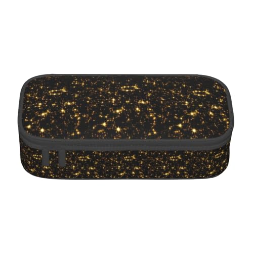 CADREWY Geräumiges Federmäppchen mit goldfarbenem schwarzem Druck, 21,6 x 5,1 x 9,4 cm, funktionale Aufbewahrung für Büro und Make-up von CADREWY