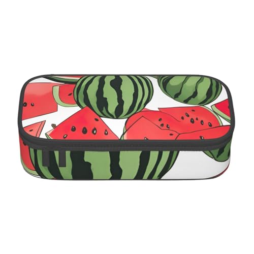 CADREWY Geräumiges Federmäppchen mit rotem Wassermelonen-Druck, 21,6 x 5,1 x 9,4 cm, funktionale Aufbewahrung für Büro und Make-up von CADREWY