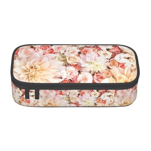 CADREWY Geräumiges Federmäppchen mit weißem Blumendruck, 21,6 x 5,1 x 9,4 cm, funktionale Aufbewahrung für Büro und Make-up von CADREWY