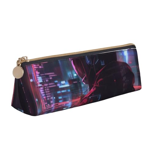 CADREWY Hacker Era Federmäppchen, schlankes Design, großes Fassungsvermögen, 21,6 x 5,6 x 6,1 cm, dreieckiger Stifthalter mit Reißverschluss von CADREWY