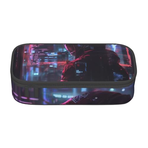 CADREWY Hacker Era Print Geräumiges Federmäppchen 8,3 x 2 x 3,7 Zoll Funktionelle Aufbewahrung für Büro und Make-up von CADREWY