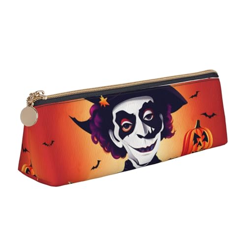 CADREWY Happy Halloween Federmäppchen, schlankes Design, großes Fassungsvermögen, 21,6 x 5,6 x 6,1 cm, dreieckiger Stifthalter mit Reißverschluss von CADREWY