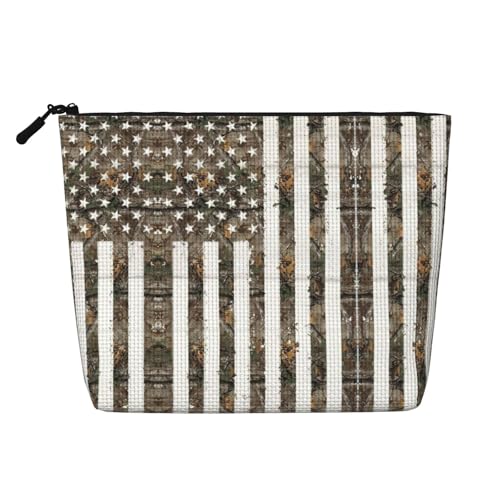 CADREWY Interstellar Kulturbeutel mit amerikanischer Flagge, Camouflage-Druck, einlagig, Make-up-Tasche, Reise-Kosmetik-Organizer, Arbeitstasche von CADREWY