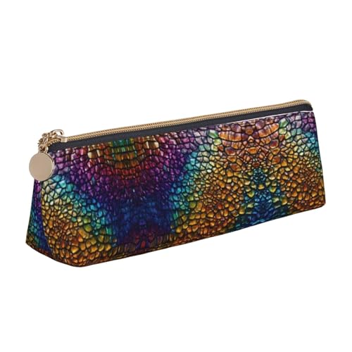 CADREWY Klassisches Federmäppchen mit Schlangenhaut-Druck, großes Fassungsvermögen, 21,6 x 5,6 x 6,1 cm, dreieckiger Stifthalter mit Reißverschluss von CADREWY