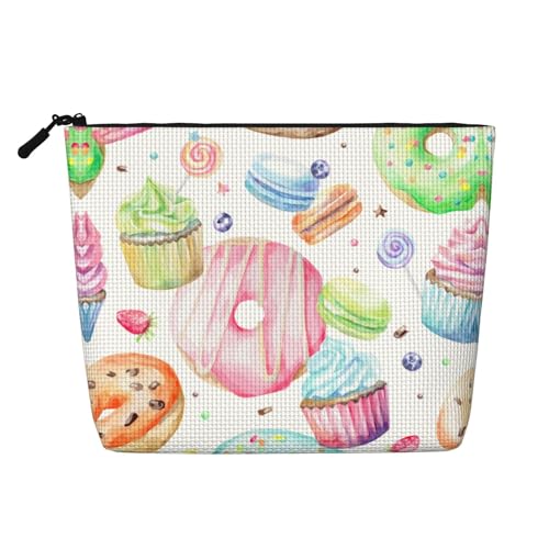 CADREWY Kulturbeutel, Motiv: Cupcakes, Donuts, Muffins, Zucker-Druck, einlagig, Make-up-Tasche, Reise-Kosmetik-Organizer, Arbeitstasche von CADREWY