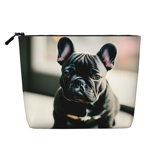 CADREWY Kulturbeutel, Motiv: Französische Bulldogge, einlagig, Make-up-Tasche, Reise-Kosmetik-Organizer, Arbeitstasche von CADREWY