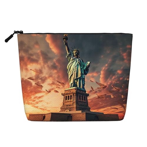 CADREWY Kulturbeutel, Motiv: Freiheitsstatue in NYC, einlagig, Make-up-Tasche, Reise-Kosmetik-Organizer, Arbeitstasche von CADREWY