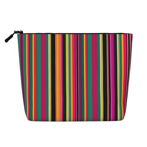 CADREWY Kulturbeutel, Regenbogenfarben, gestreift, einlagig, Make-up-Tasche, Reise-Kosmetik-Organizer, Arbeitstasche von CADREWY