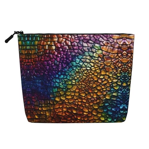 CADREWY Kulturbeutel, klassisch, Schlangenhaut-Druck, einlagig, Make-up-Tasche, Reise-Kosmetik-Organizer, Arbeitstasche Essentials, Schwarz, Einheitsgröße von CADREWY