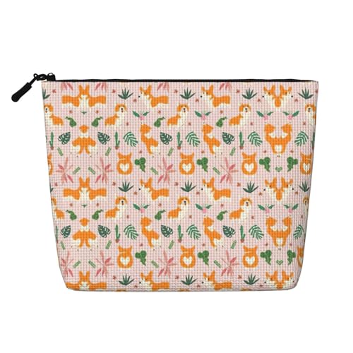 CADREWY Kulturbeutel, klein, Corgi-Druck, einlagig, Make-up-Tasche, Reise-Kosmetik-Organizer, Arbeitstasche von CADREWY
