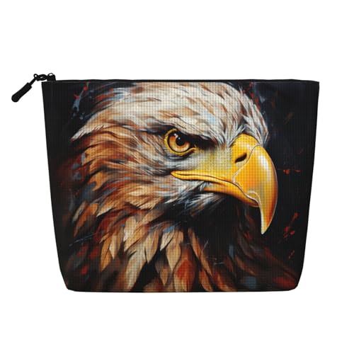CADREWY Kulturbeutel mit Adler-Aufdruck, einlagig, Make-up-Tasche, Reise-Kosmetik-Organizer, Arbeitstasche Essentials, Schwarz, Einheitsgröße von CADREWY