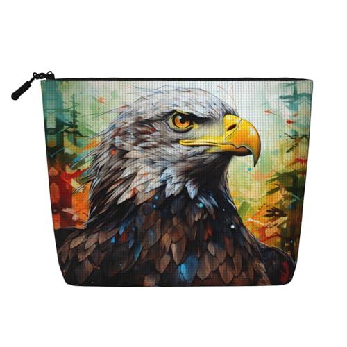 CADREWY Kulturbeutel mit Adleraufdruck, einlagig, Make-up-Tasche, Reise-Kosmetik-Organizer, Arbeitstasche von CADREWY