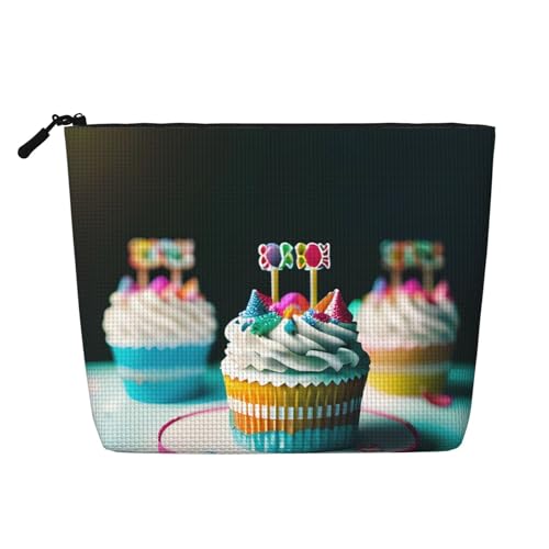 CADREWY Kulturbeutel mit Aufdruck "Happy Birthday", einlagig, Make-up-Tasche, Reise-Kosmetik-Organizer, Arbeitstasche, Essentials, Schwarz, Einheitsgröße von CADREWY
