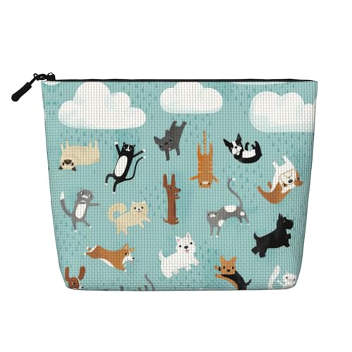CADREWY Kulturbeutel mit Aufdruck "Raining Cats & Dogs", einlagig, Make-up-Tasche, Reise-Kosmetik-Organizer, Arbeitstasche Essentials, Schwarz, Einheitsgröße von CADREWY