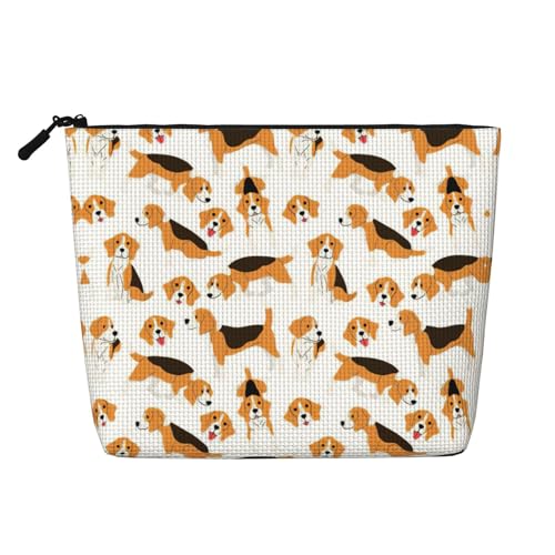 CADREWY Kulturbeutel mit Beagle-Hunde-Aufdruck, einlagig, Make-up-Tasche, Reise-Kosmetik-Organizer, Arbeitstasche Essentials, Schwarz, Einheitsgröße, Schwarz von CADREWY
