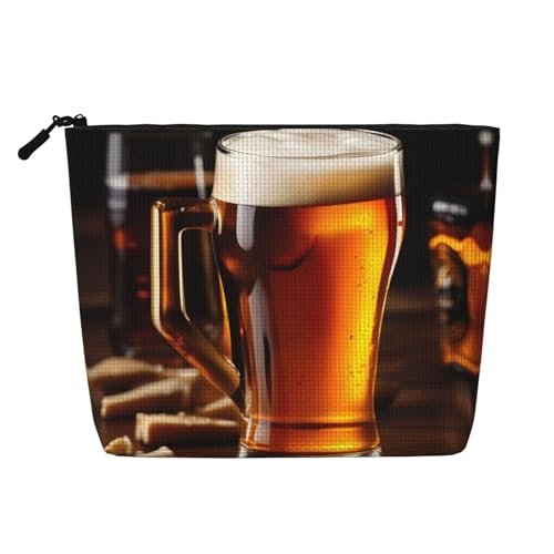 CADREWY Kulturbeutel mit Bieraufdruck, einlagig, Make-up-Tasche, Reise-Kosmetik-Organizer, Arbeitstasche Essentials, Schwarz, Einheitsgröße von CADREWY