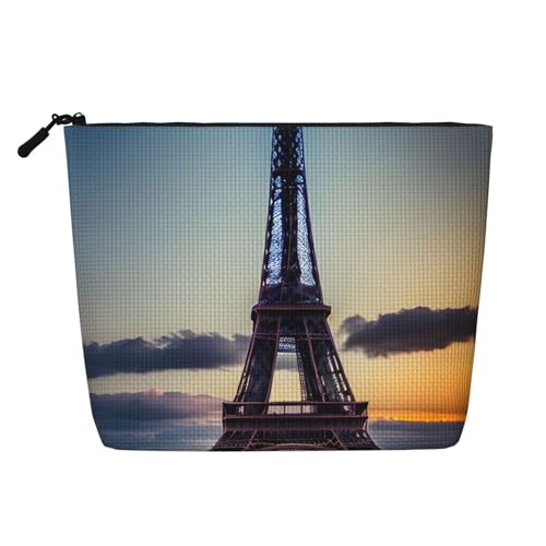 CADREWY Kulturbeutel mit Eiffelturm-Aufdruck, einlagig, Make-up-Tasche, Reise-Kosmetik-Organizer, Arbeitstasche Essentials, Schwarz, Einheitsgröße von CADREWY