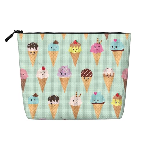 CADREWY Kulturbeutel mit Eistüten-Aufdruck, einlagig, Make-up-Tasche, Reise-Kosmetik-Organizer, Arbeitstasche von CADREWY