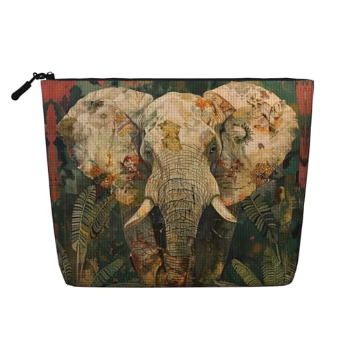 CADREWY Kulturbeutel mit Elefantenaufdruck, einlagig, Make-up-Tasche, Reise-Kosmetik-Organizer, Arbeitstasche von CADREWY