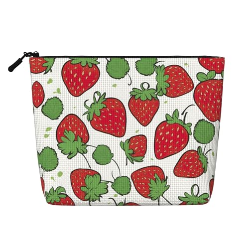 CADREWY Kulturbeutel mit Erdbeermuster, einlagig, Make-up-Tasche, Reise-Kosmetik-Organizer, Arbeitstasche Essentials, Schwarz, Einheitsgröße von CADREWY