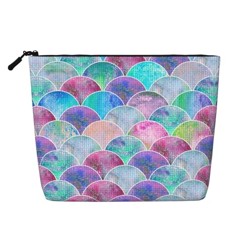 CADREWY Kulturbeutel mit Fischschuppenmotiv, einlagig, Make-up-Tasche, Reise-Kosmetik-Organizer, Arbeitstasche von CADREWY