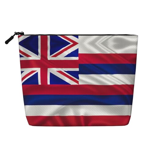 CADREWY Kulturbeutel mit Flagge von Hawaii, amerikanischer Druck, einlagig, Make-up-Tasche, Reise-Kosmetik-Organizer, Arbeitstasche Essentials, Schwarz, Einheitsgröße von CADREWY