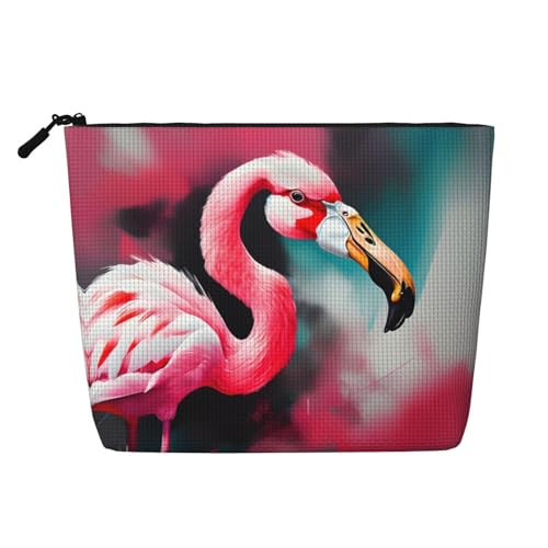 CADREWY Kulturbeutel mit Flamingo-Druck, einlagig, Make-up-Tasche, Reise-Kosmetik-Organizer, Arbeitstasche Essentials, Schwarz, Einheitsgröße von CADREWY